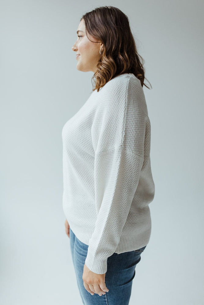 WAFFLE TEXTURE DOLMAN SWEATER IN SNOWDRIFT