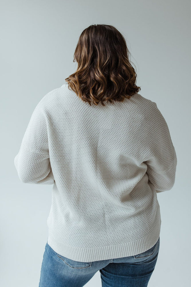 WAFFLE TEXTURE DOLMAN SWEATER IN SNOWDRIFT