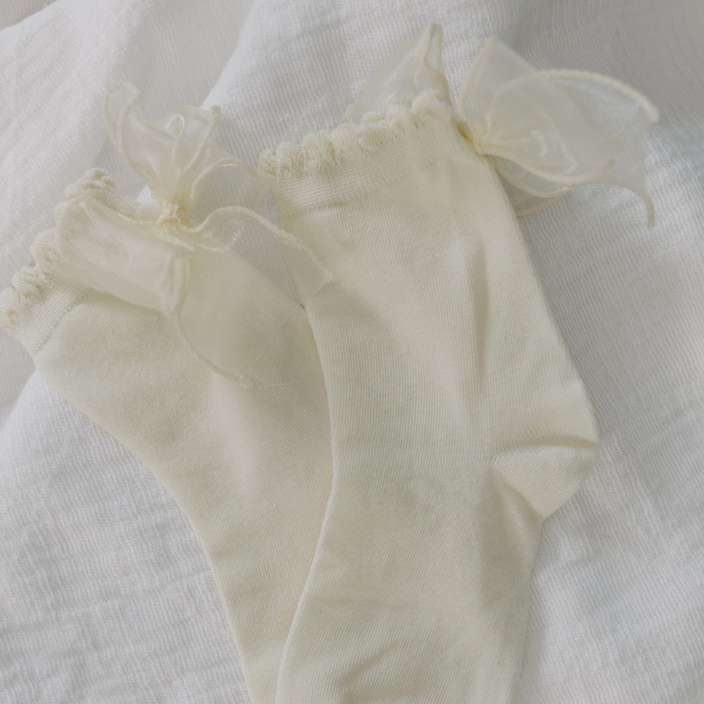 White socks with ruffles on a white background