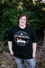 "FARM FRESH PUMPKINS" WITH TRUCK GRAPHIC TEE IN BLACK
