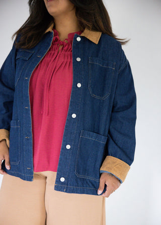 Washed Denim Barn Jacket – Dark Blue