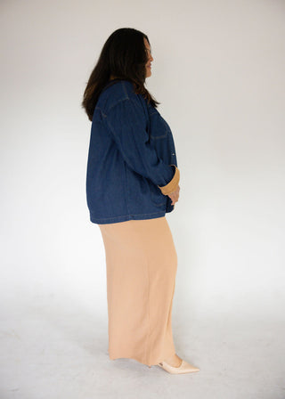 Washed Denim Barn Jacket – Dark Blue