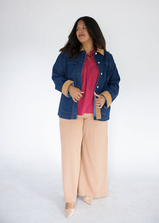 Washed Denim Barn Jacket – Dark Blue