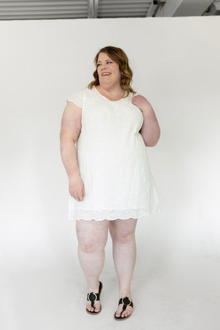 White Eyelet Short Sleeve Dress