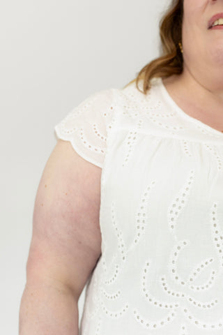 White Eyelet Short Sleeve Dress