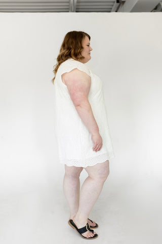 White Eyelet Short Sleeve Dress