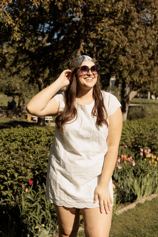 White Eyelet Short Sleeve Dress