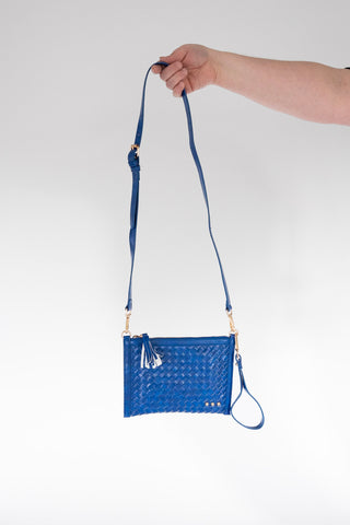 Woven Convertible Crossbody Clutch – Royal Blue