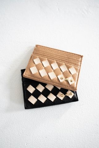 Woven Card Holder Wallet – Checkered Black