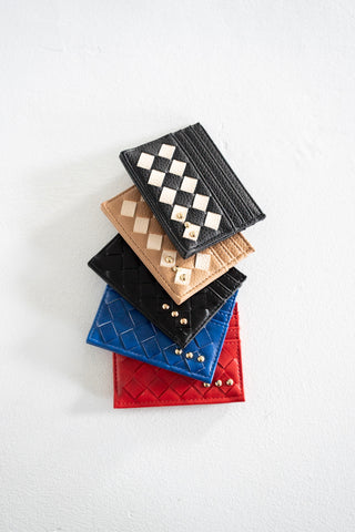 Woven Card Holder Wallet – Checkered Black