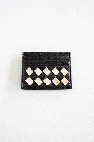 Woven Card Holder Wallet – Checkered Black