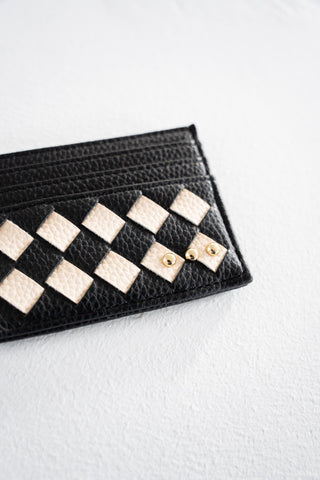 Woven Card Holder Wallet – Checkered Black