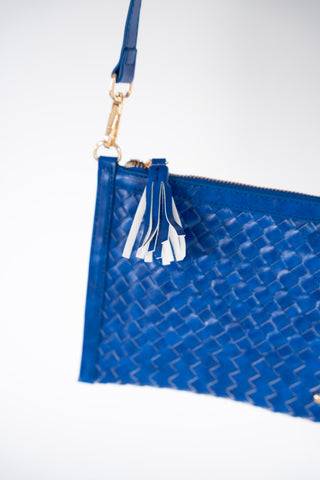 Woven Convertible Crossbody Clutch – Royal Blue