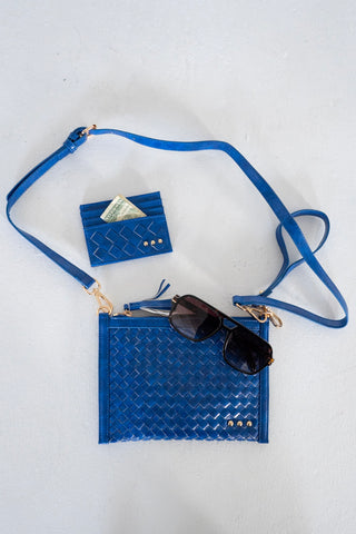 Woven Convertible Crossbody Clutch – Royal Blue