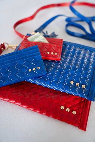 Woven Convertible Crossbody Clutch – Royal Blue