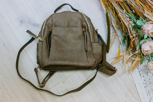 
            
                Load image into Gallery viewer, ZIP DETAIL BACKPACK IN OLIVE
            
        