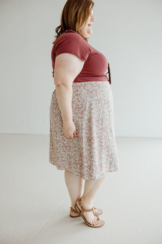 A - LINE FLORAL KNEE LENGTH SKIRT - Love Marlow