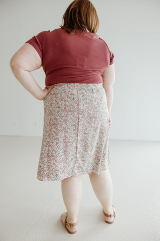 A - LINE FLORAL KNEE LENGTH SKIRT - Love Marlow
