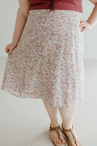 A - LINE FLORAL KNEE LENGTH SKIRT - Love Marlow