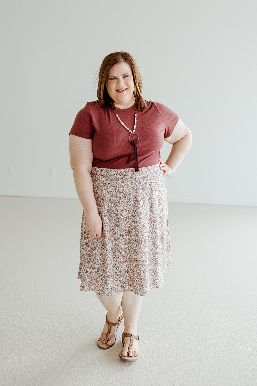 A - LINE FLORAL KNEE LENGTH SKIRT - Love Marlow