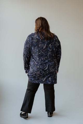 ABSTRACT FLORAL TURTLENECK BLOUSE - Love Marlow