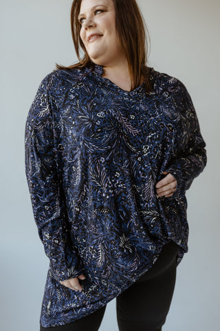 ABSTRACT FLORAL TURTLENECK BLOUSE - Love Marlow