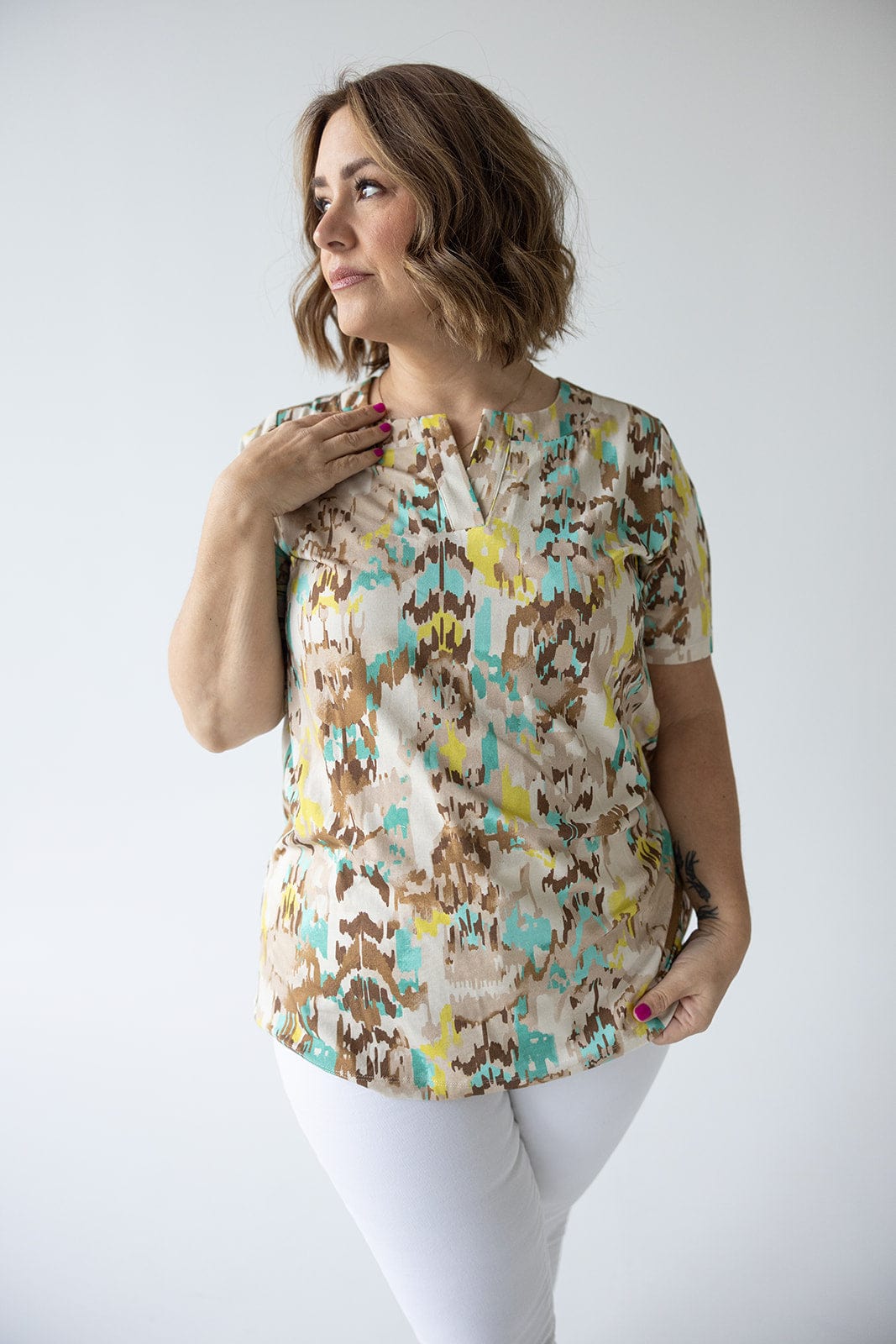 ABSTRACT PATTERN V - NECK TEE - Love Marlow