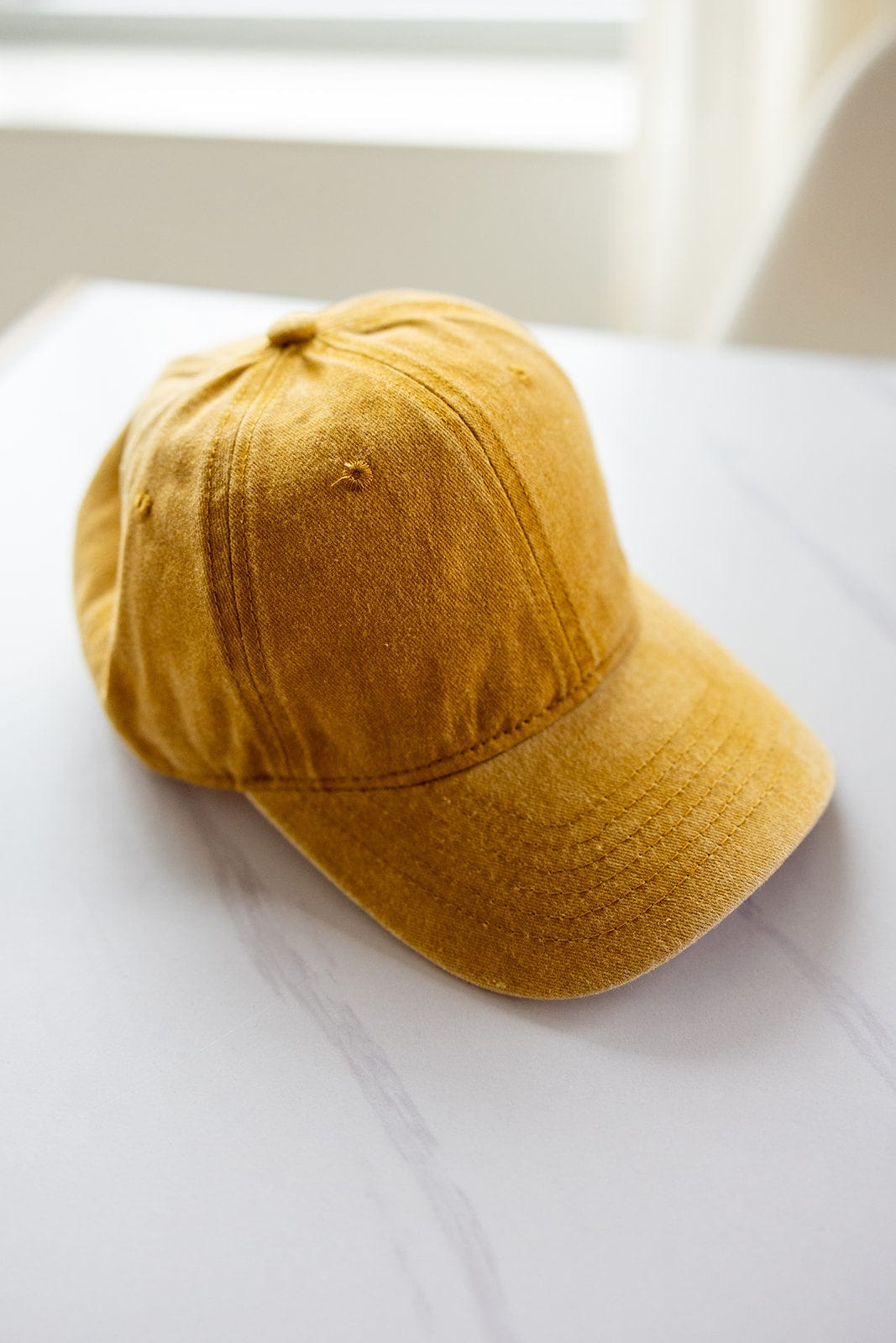 ACID WASHED BASEBALL CAP IN MUSTARD SEED - Love Marlow