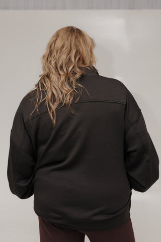 AIRLUXE HALF ZIP DOLMAN PULLOVER IN BLACK - Love Marlow