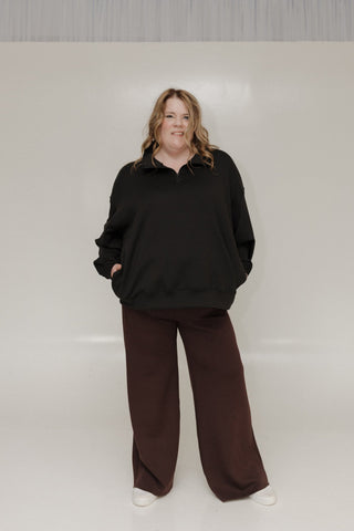 AIRLUXE HALF ZIP DOLMAN PULLOVER IN BLACK - Love Marlow