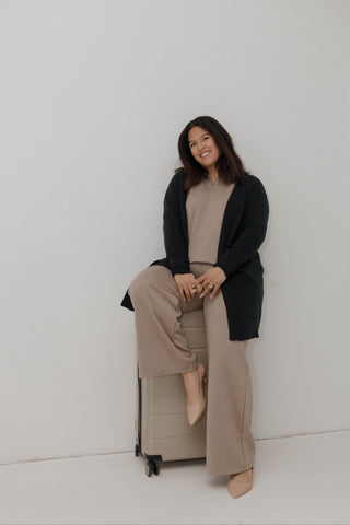 AirLuxe Half Zip Dolman Pullover – Mocha - Love Marlow