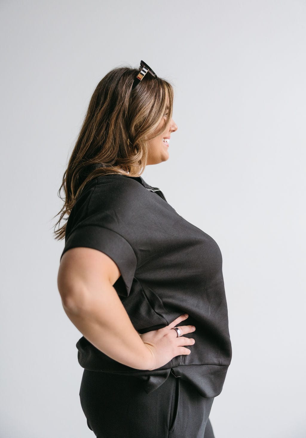 AIRLUXE QUARTER ZIP TEE IN BLACK - Love Marlow