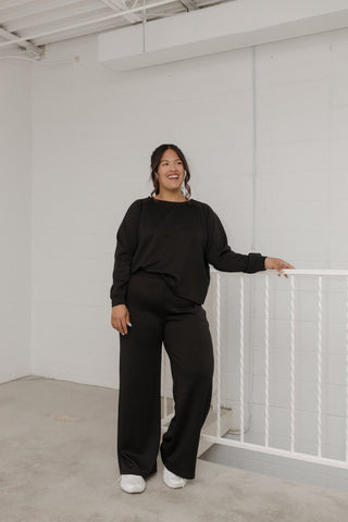 AIRLUXE RAGLAN LONG - SLEEVE SWEATSHIRT IN BLACK - Love Marlow