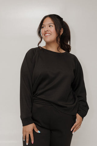 AIRLUXE RAGLAN LONG - SLEEVE SWEATSHIRT IN BLACK - Love Marlow