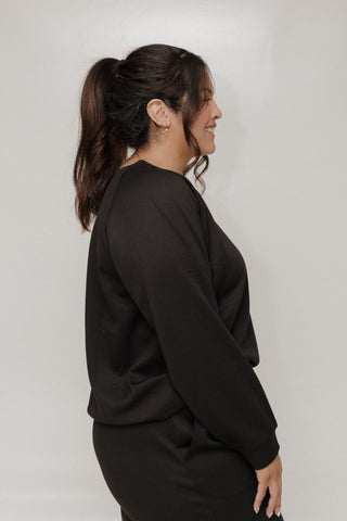 AIRLUXE RAGLAN LONG - SLEEVE SWEATSHIRT IN BLACK - Love Marlow