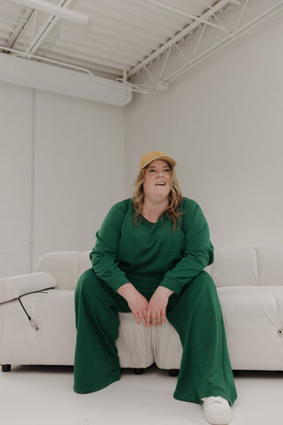 AIRLUXE RAGLAN LONG - SLEEVE SWEATSHIRT IN EMERALD - Love Marlow