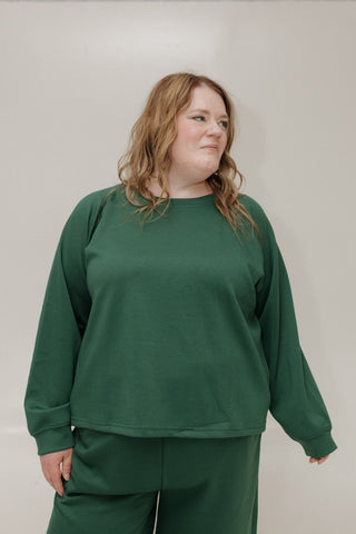AIRLUXE RAGLAN LONG - SLEEVE SWEATSHIRT IN EMERALD - Love Marlow