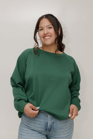 AIRLUXE RAGLAN LONG - SLEEVE SWEATSHIRT IN EMERALD - Love Marlow