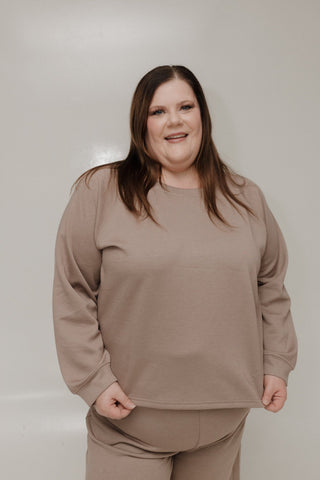 AIRLUXE RAGLAN LONG - SLEEVE SWEATSHIRT IN MOCHA - Love Marlow
