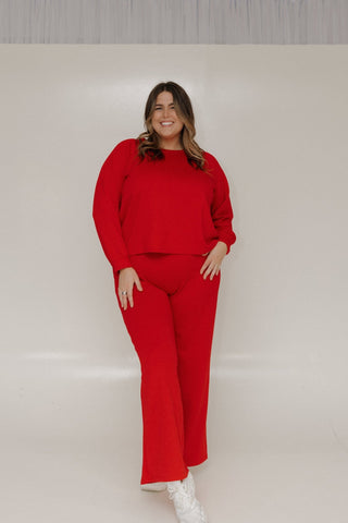 AIRLUXE STRAIGHT LEG PANTS IN RED - Love Marlow