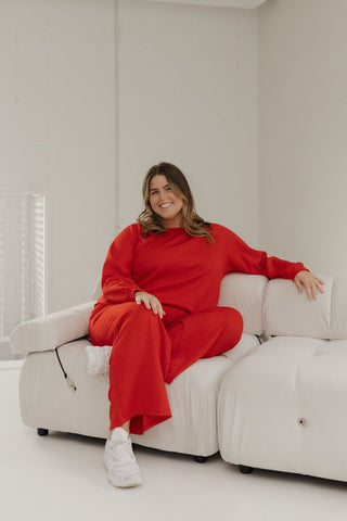 AIRLUXE STRAIGHT LEG PANTS IN RED - Love Marlow