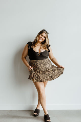 ANIMAL PRINT SKORT IN AUTUMN BRONZE - Love Marlow