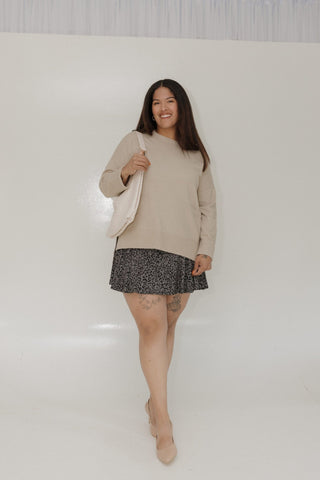 ANIMAL PRINT SKORT IN PEBBLE GREY - Love Marlow