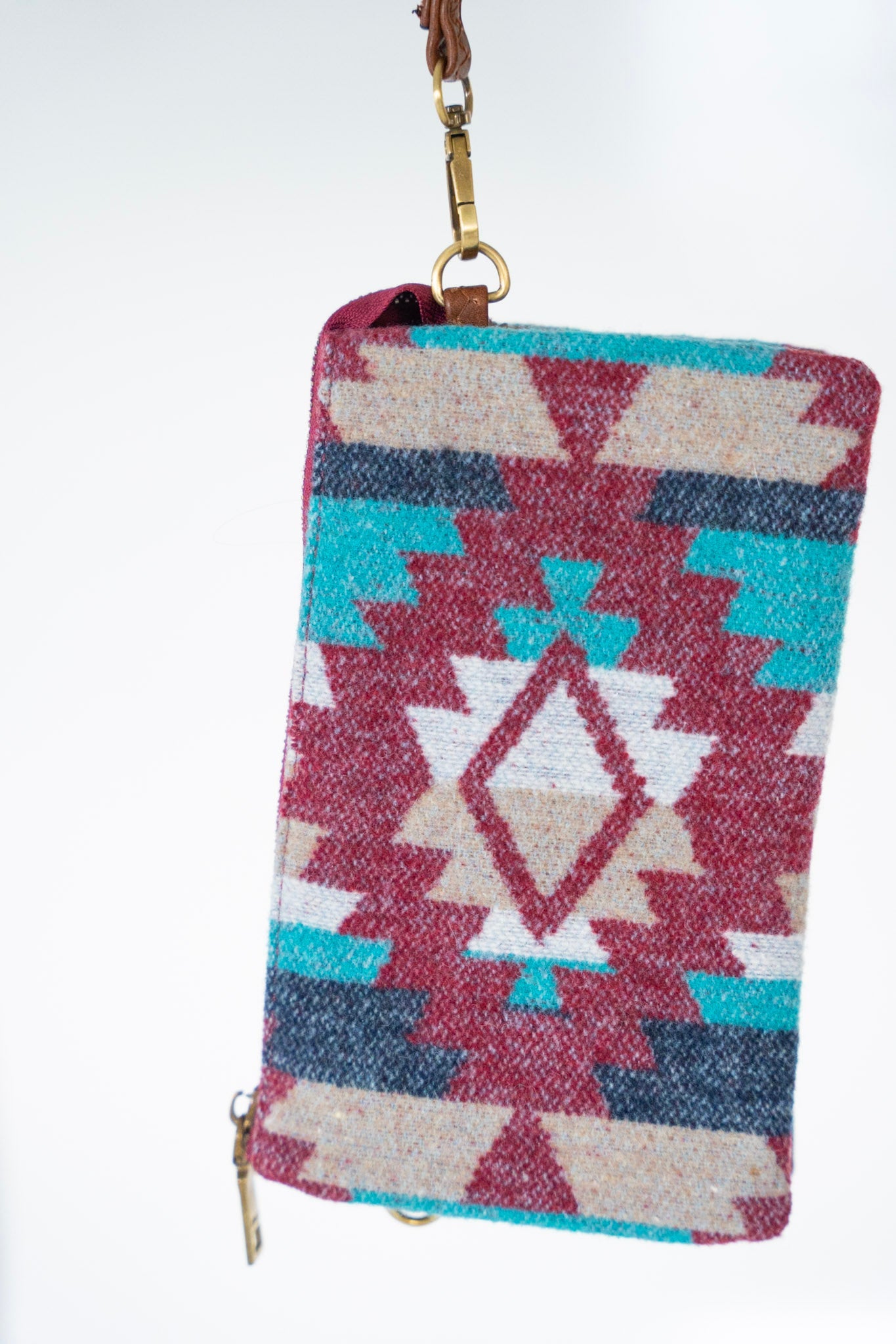 AZTEC CLUTCH WITH FAUX LEATHER DETAIL - Love Marlow