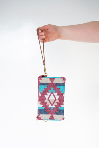 AZTEC CLUTCH WITH FAUX LEATHER DETAIL - Love Marlow