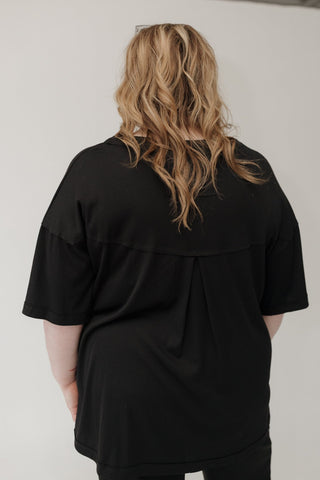 Baby Ribbed Boyfriend Knit Top – Black - Love Marlow