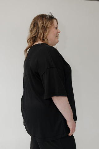 Baby Ribbed Boyfriend Knit Top – Black - Love Marlow