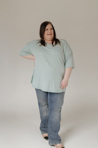 Baby Ribbed Boyfriend Knit Top – Mint - Love Marlow