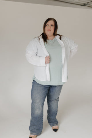 Baby Ribbed Boyfriend Knit Top – Mint - Love Marlow