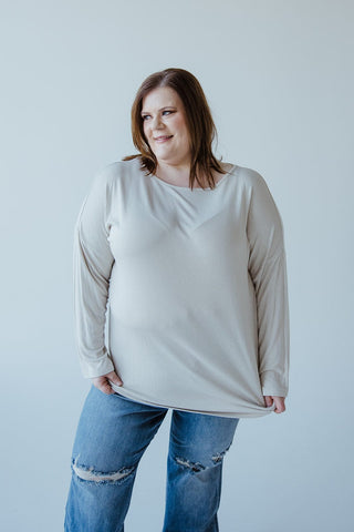 BASIC DOLMAN TUNIC IN SOFT SAND - Love Marlow